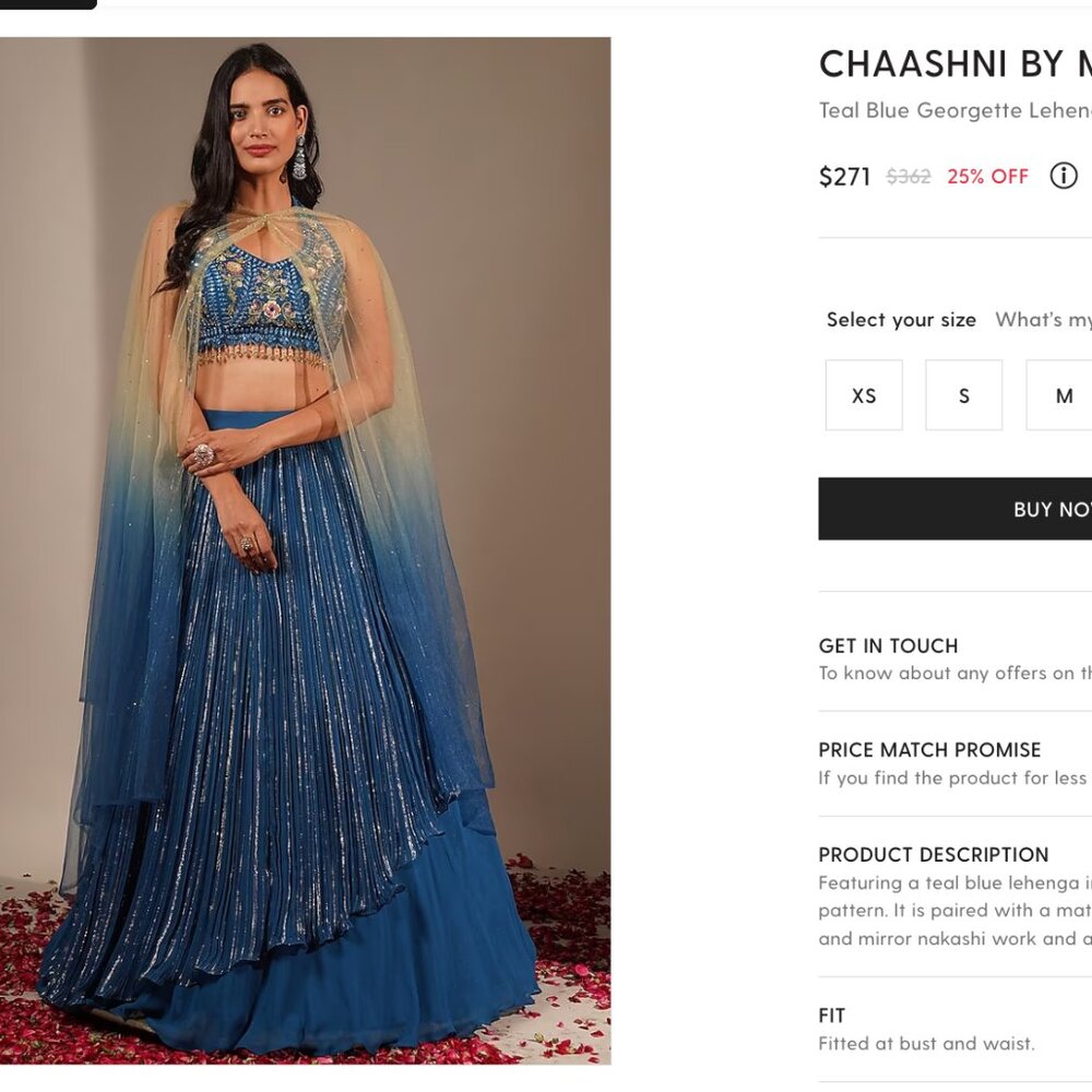 Pernia’s Pop Up Teal Blue Georgette Lehenga